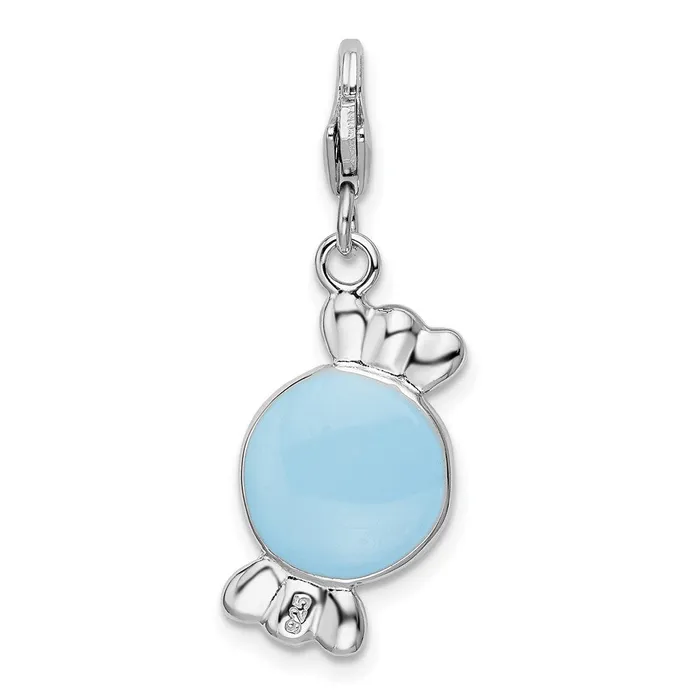 TreasureFineJewelers Necklaces Sterling Silver Amore La Vita Rhodiumpl Enameled Piece of Candy Charm
