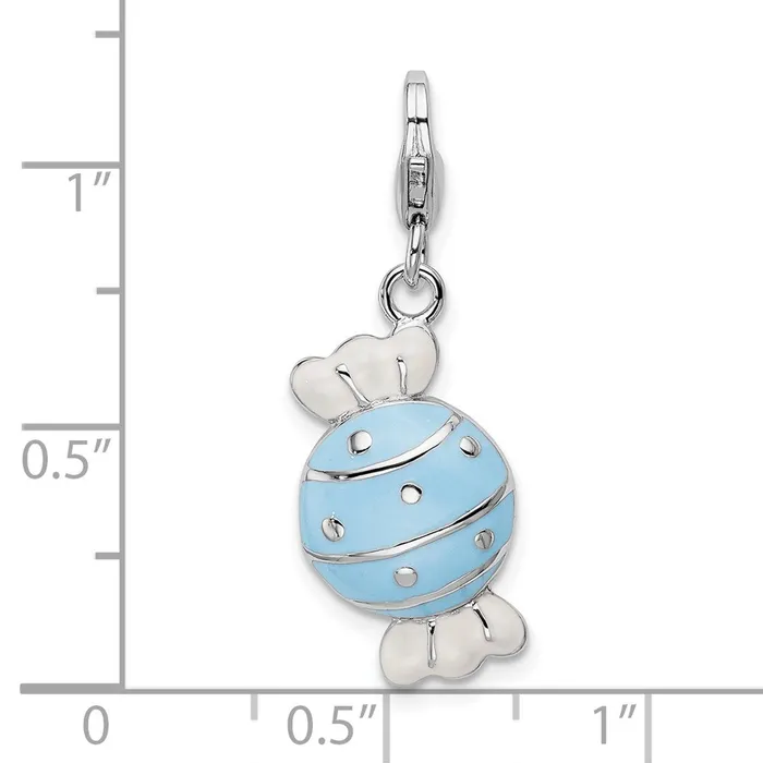 TreasureFineJewelers Necklaces Sterling Silver Amore La Vita Rhodiumpl Enameled Piece of Candy Charm