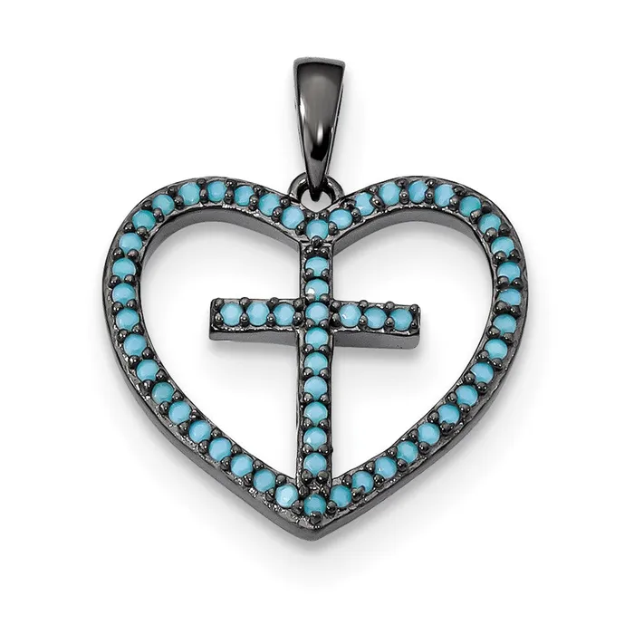 TreasureFineJewelers Necklaces Sterling Silver BlackRhodium Dyed White Howlite Cross Pendant TreasureFineJewelers Necklaces Sterling Silver BlackRhodium Dyed White Howlite Cross Pendant