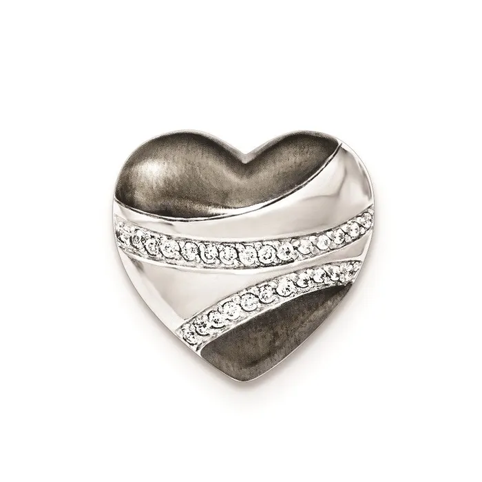 TreasureFineJewelers Necklaces Sterling Silver Blk Rhod Polished CZ Heart Chain Slide Pendant TreasureFineJewelers Necklaces Sterling Silver Blk Rhod Polished CZ Heart Chain Slide Pendant