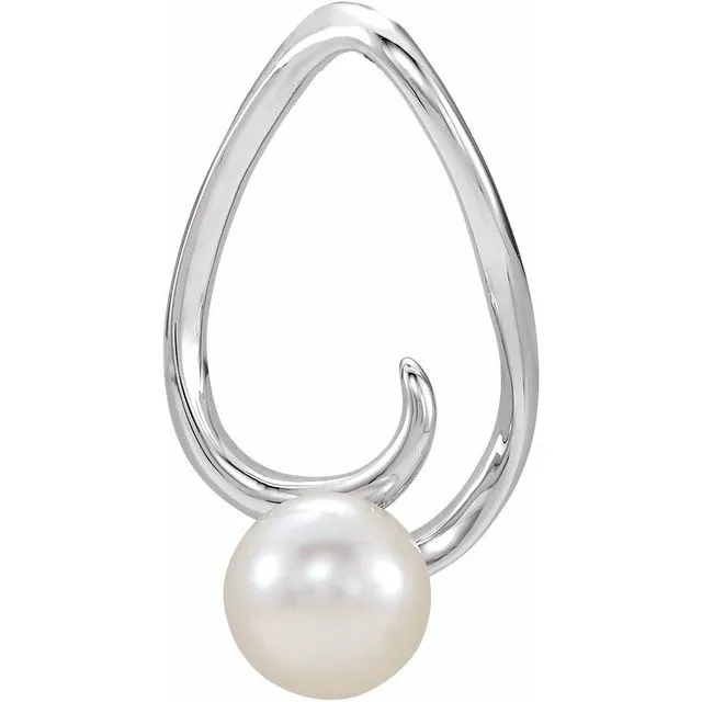 TreasureFineJewelers Necklaces Sterling Silver Cultured White Freshwater Pearl Freeform Pendant TreasureFineJewelers Necklaces Sterling Silver Cultured White Freshwater Pearl Freeform Pendant