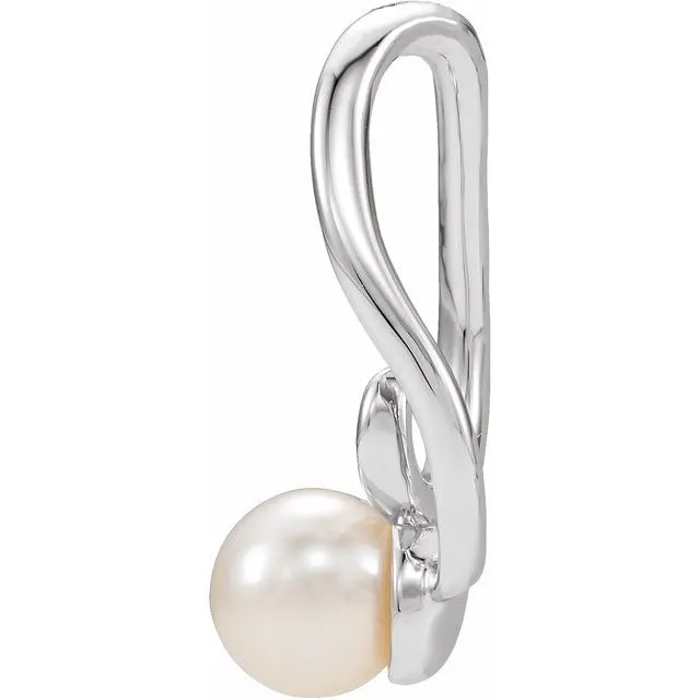 TreasureFineJewelers Necklaces Sterling Silver Cultured White Freshwater Pearl Freeform Pendant