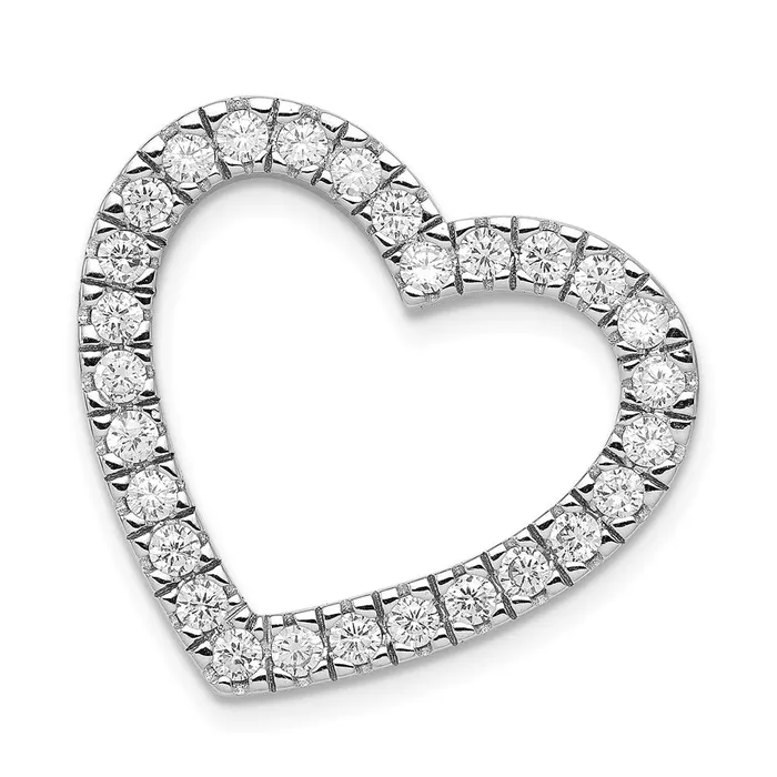 TreasureFineJewelers Necklaces Sterling Silver CZ Heart Slide Pendant