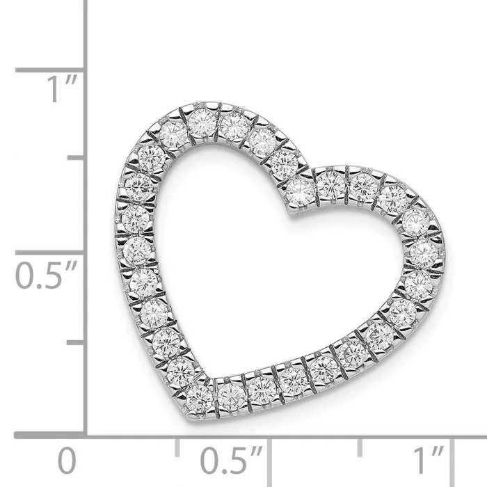 TreasureFineJewelers Necklaces Sterling Silver CZ Heart Slide Pendant