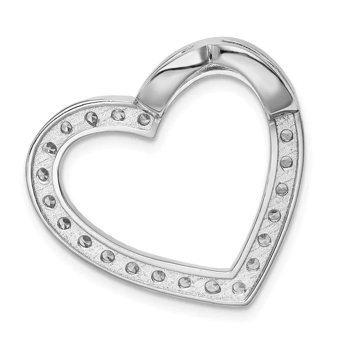 TreasureFineJewelers Necklaces Sterling Silver CZ Heart Slide Pendant