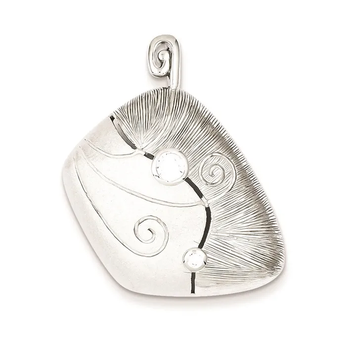 TreasureFineJewelers Necklaces Sterling Silver CZ Matte Curl Pendant