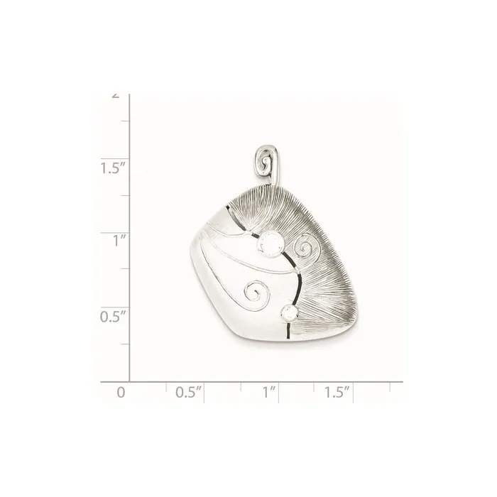 TreasureFineJewelers Necklaces Sterling Silver CZ Matte Curl Pendant