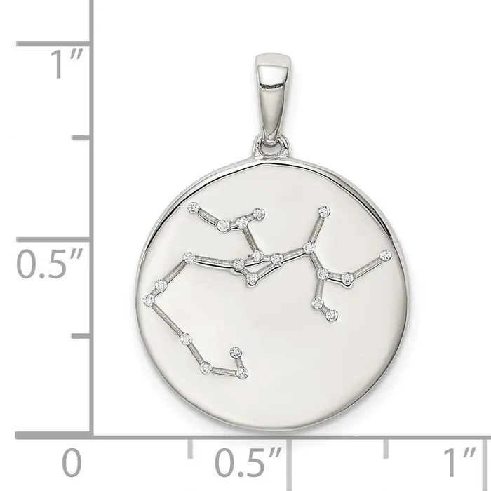 TreasureFineJewelers Necklaces Sterling Silver CZ Sagittarius Zodiac Pendant