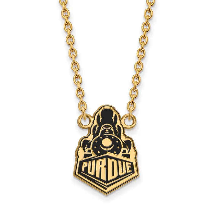 TreasureFineJewelers Necklaces Sterling Silver Goldplated Purdue University Boilermakers Train Logo Large Enameled Pendant 18 inch Necklace TreasureFineJewelers Necklaces Sterling Silver Goldplated Purdue University Boilermakers Train Logo Large Enameled Pendant 18 inch Necklace