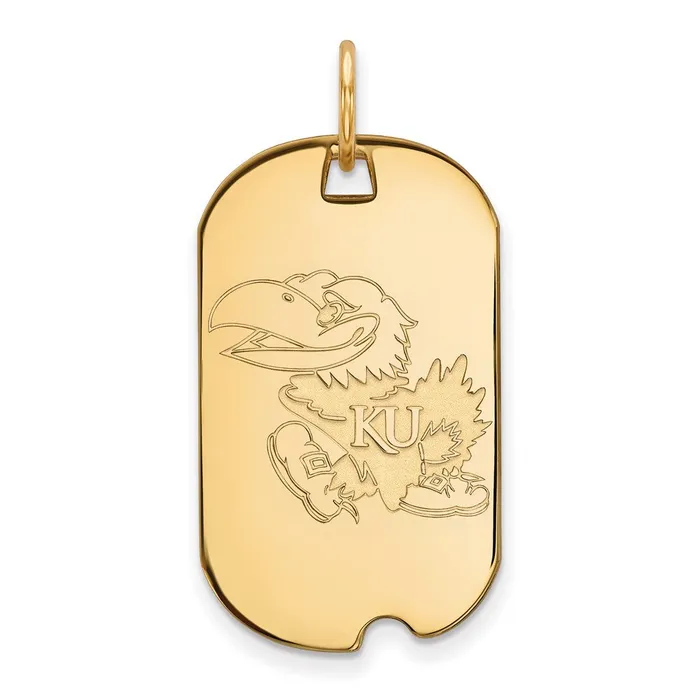 TreasureFineJewelers Necklaces Sterling Silver Goldplated University of Kansas Jayhawk Small Dog Tag Pendant TreasureFineJewelers Necklaces Sterling Silver Goldplated University of Kansas Jayhawk Small Dog Tag Pendant