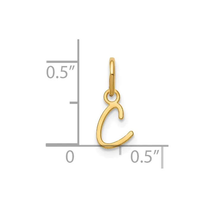 TreasureFineJewelers Necklaces Sterling Silver Goldplated Upper case Letter C Initial Charm