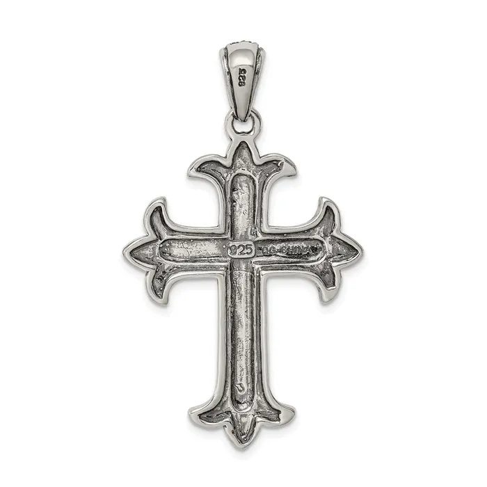 TreasureFineJewelers Necklaces Sterling Silver Marcasite Cross Pendant