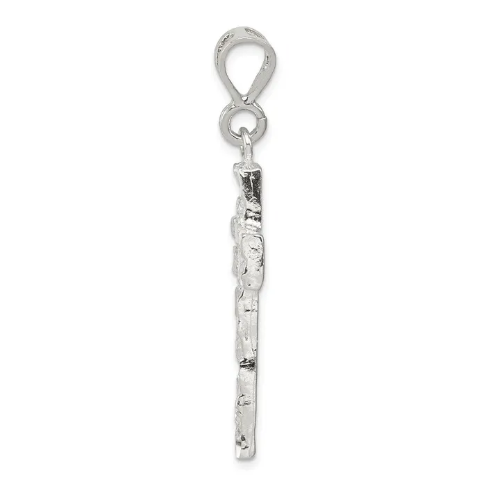 TreasureFineJewelers Necklaces Sterling Silver Nugget Cross Pendant