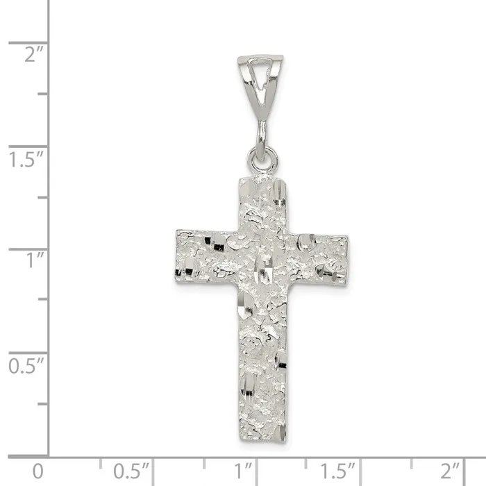 TreasureFineJewelers Necklaces Sterling Silver Nugget Cross Pendant