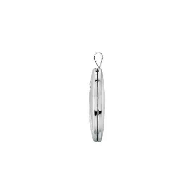 TreasureFineJewelers Necklaces Sterling Silver Oval 015 CT Natural Diamond Footprints Locket