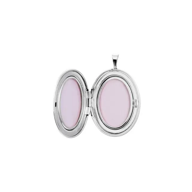 TreasureFineJewelers Necklaces Sterling Silver Oval 015 CT Natural Diamond Footprints Locket
