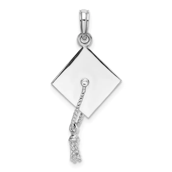 TreasureFineJewelers Necklaces Sterling Silver Polish 3D Moveable Tassel Graduation Cap Pendant TreasureFineJewelers Necklaces Sterling Silver Polish 3D Moveable Tassel Graduation Cap Pendant
