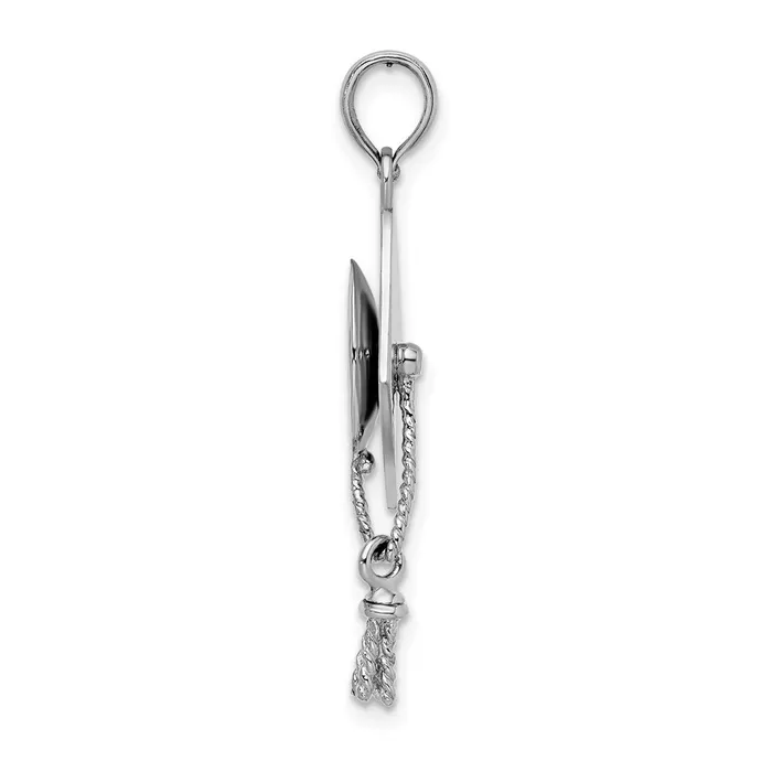 TreasureFineJewelers Necklaces Sterling Silver Polish 3D Moveable Tassel Graduation Cap Pendant
