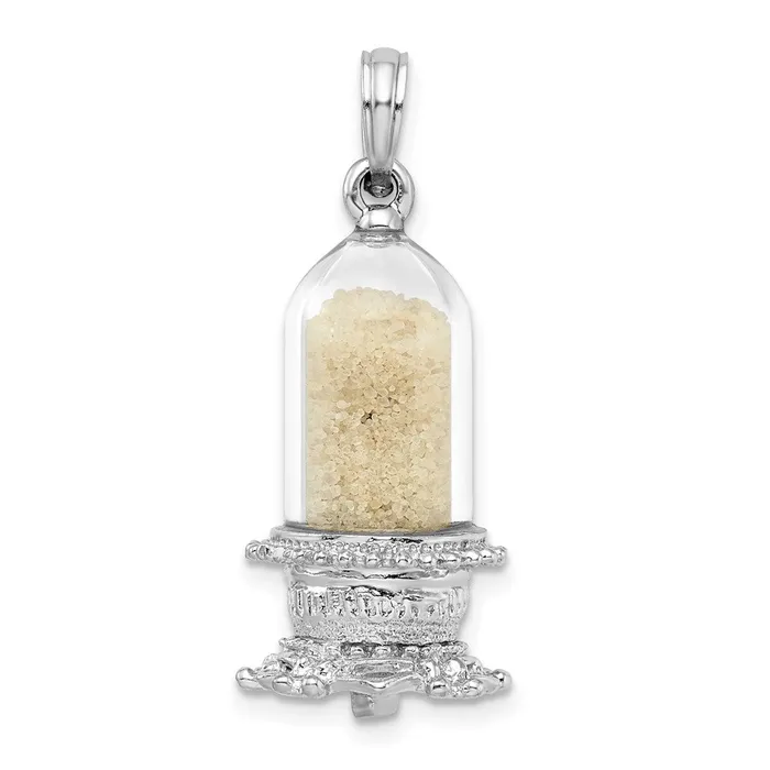 TreasureFineJewelers Necklaces Sterling Silver Polished 3D Glass Dome wSand Pendant TreasureFineJewelers Necklaces Sterling Silver Polished 3D Glass Dome wSand Pendant