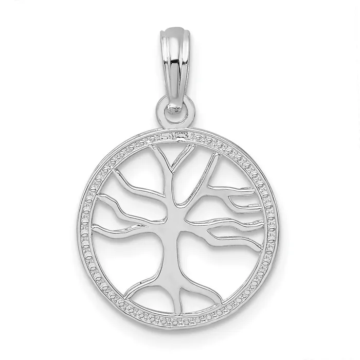 TreasureFineJewelers Necklaces Sterling Silver Polished Cutout Tree of Life Pendant