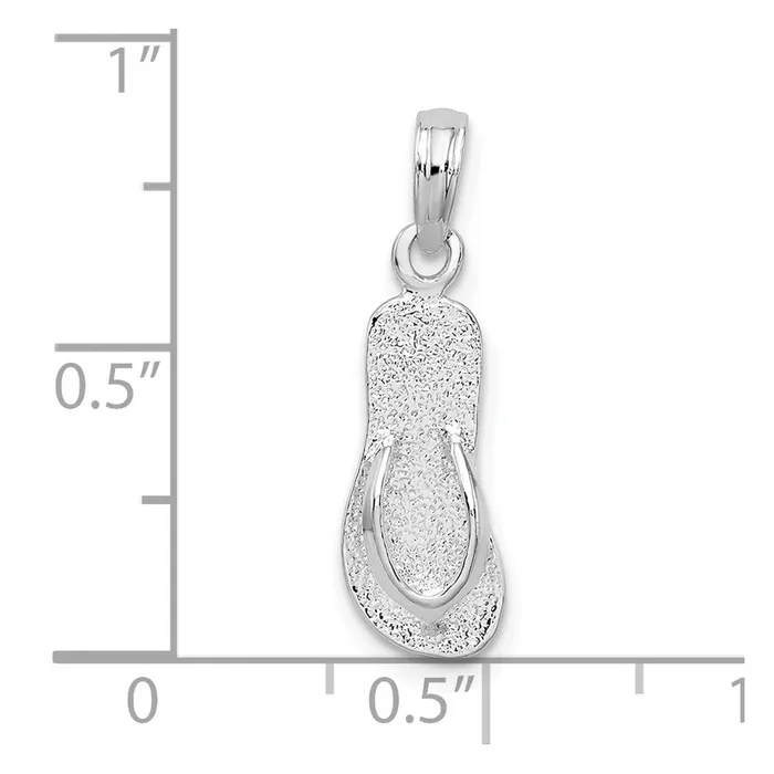 TreasureFineJewelers Necklaces Sterling Silver PolishedTextured Flip Flop Pendant