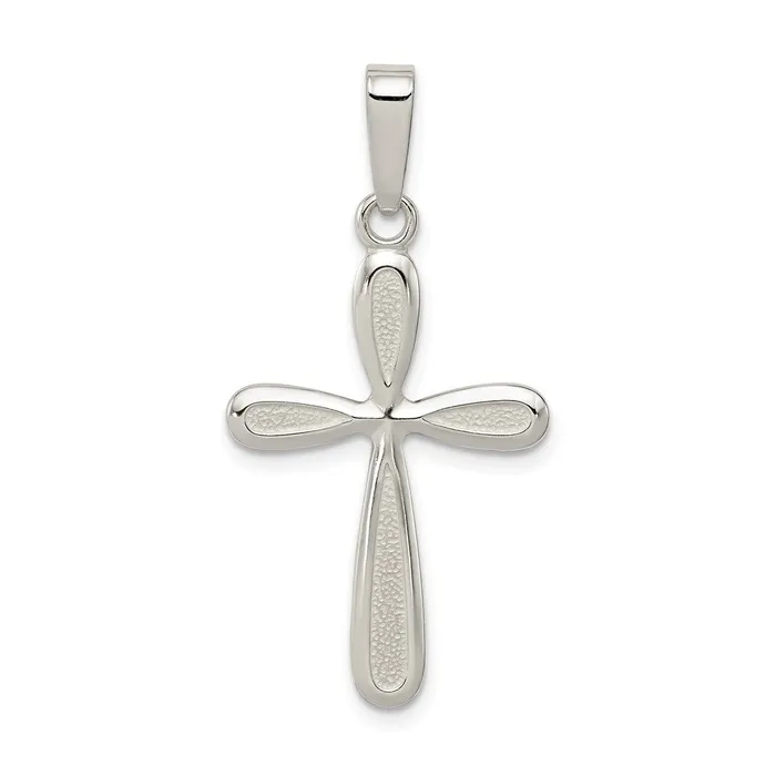 TreasureFineJewelers Necklaces Sterling Silver Polished Textured Matte Cross Pendant TreasureFineJewelers Necklaces Sterling Silver Polished Textured Matte Cross Pendant