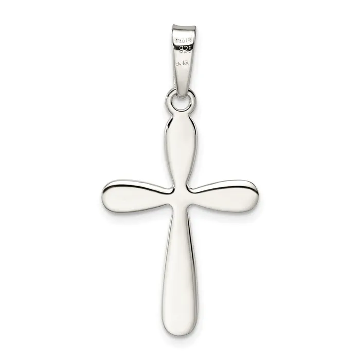 TreasureFineJewelers Necklaces Sterling Silver Polished Textured Matte Cross Pendant