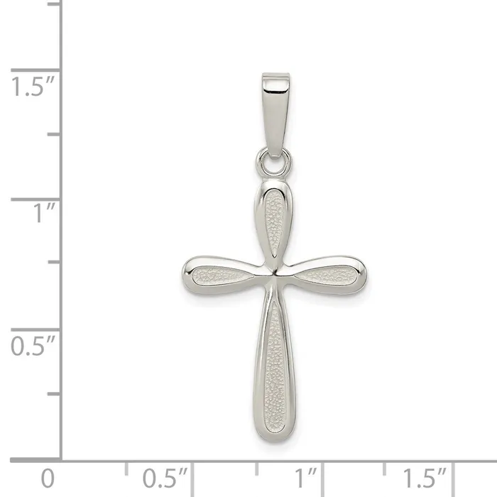 TreasureFineJewelers Necklaces Sterling Silver Polished Textured Matte Cross Pendant