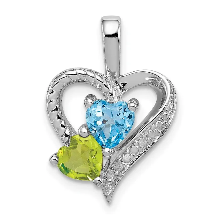 TreasureFineJewelers Necklaces Sterling Silver Rhodiumplated Blue Topaz Peridot Diamond Pendant TreasureFineJewelers Necklaces Sterling Silver Rhodiumplated Blue Topaz Peridot Diamond Pendant