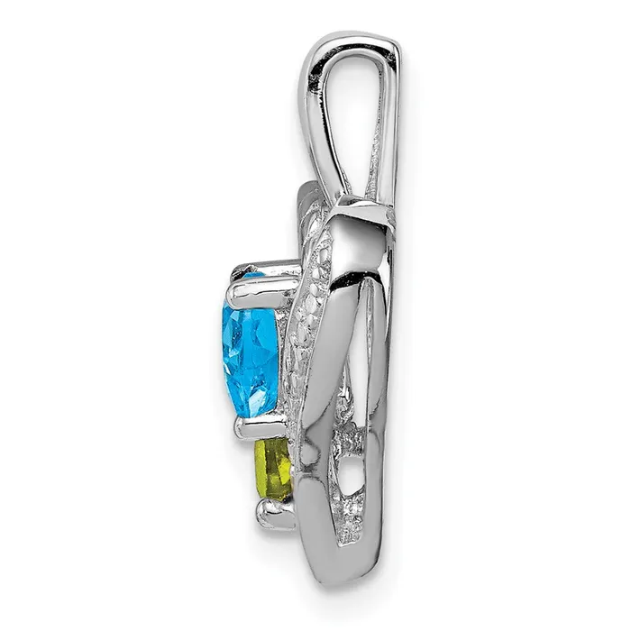 TreasureFineJewelers Necklaces Sterling Silver Rhodiumplated Blue Topaz Peridot Diamond Pendant