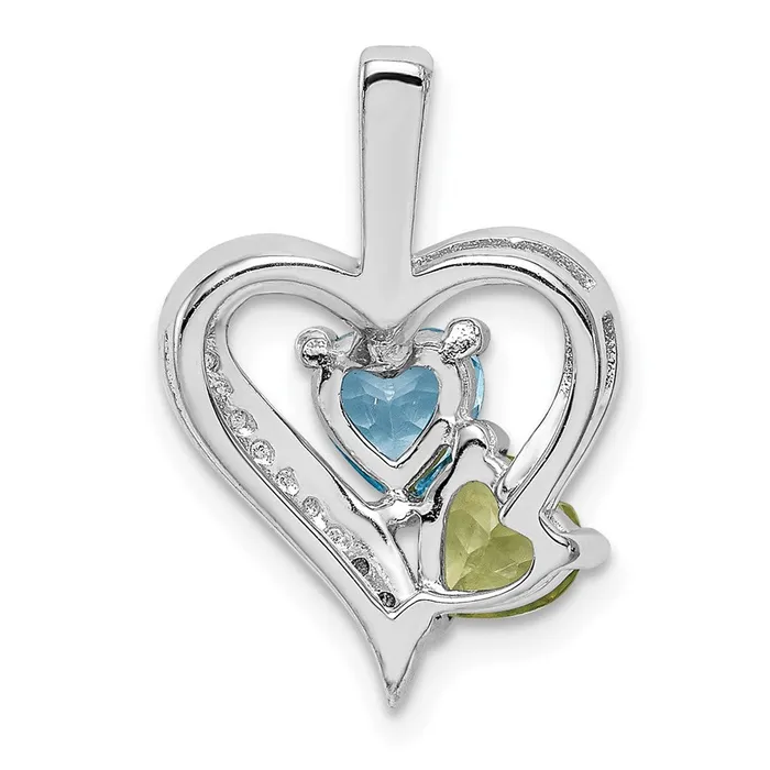 TreasureFineJewelers Necklaces Sterling Silver Rhodiumplated Blue Topaz Peridot Diamond Pendant