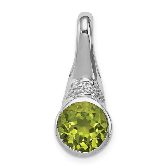 TreasureFineJewelers Necklaces Sterling Silver Rhodiumplated CZ and Peridot Pendant TreasureFineJewelers Necklaces Sterling Silver Rhodiumplated CZ and Peridot Pendant