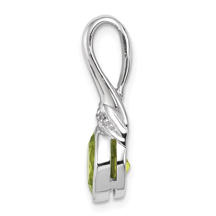 TreasureFineJewelers Necklaces Sterling Silver Rhodiumplated CZ and Peridot Pendant