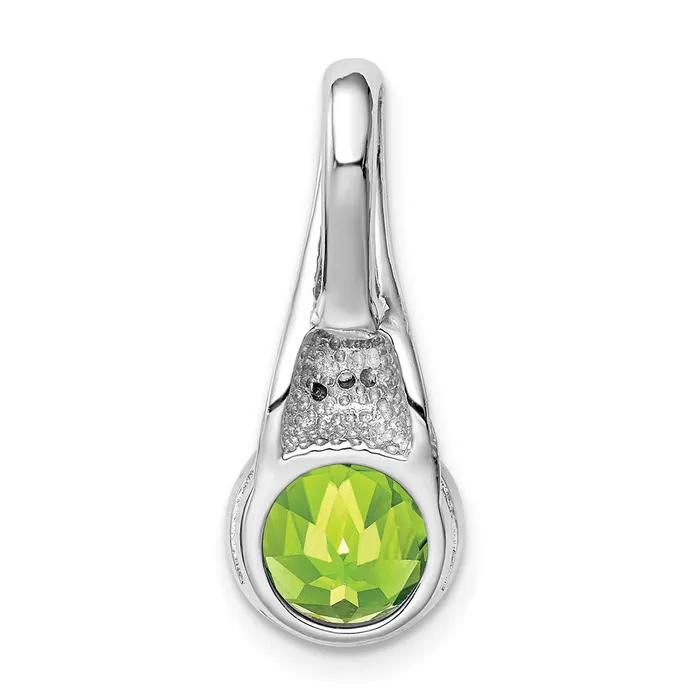 TreasureFineJewelers Necklaces Sterling Silver Rhodiumplated CZ and Peridot Pendant