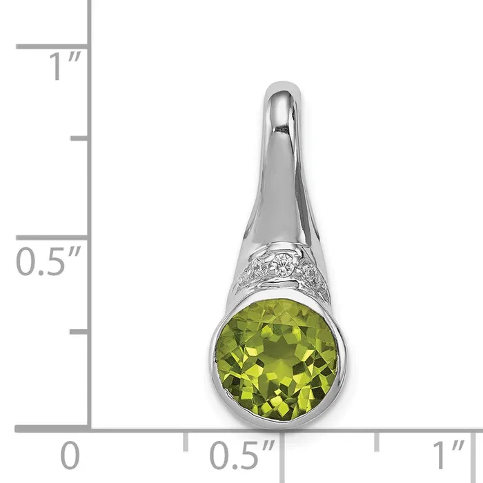 TreasureFineJewelers Necklaces Sterling Silver Rhodiumplated CZ and Peridot Pendant