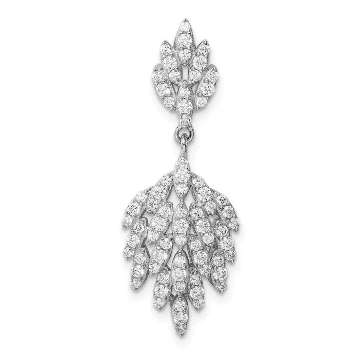 TreasureFineJewelers Necklaces Sterling Silver Rhodiumplated CZ Leaf Dangle Pendant TreasureFineJewelers Necklaces Sterling Silver Rhodiumplated CZ Leaf Dangle Pendant