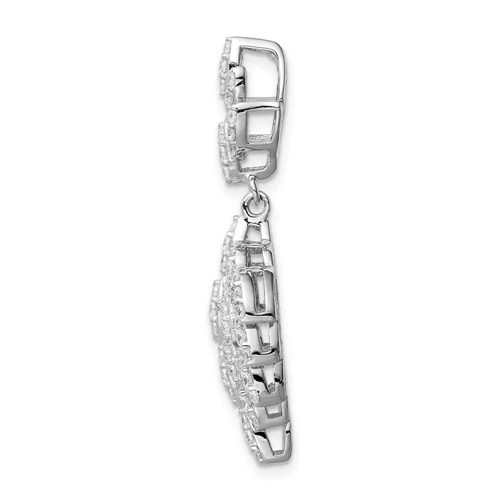 TreasureFineJewelers Necklaces Sterling Silver Rhodiumplated CZ Leaf Dangle Pendant