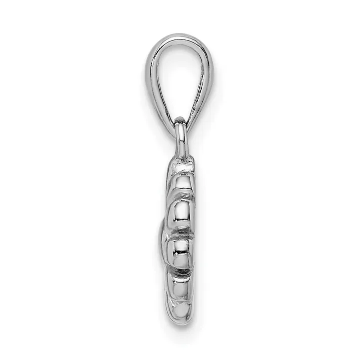 TreasureFineJewelers Necklaces Sterling Silver Rhodium Plated Flower Pendant