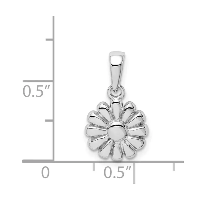 TreasureFineJewelers Necklaces Sterling Silver Rhodium Plated Flower Pendant