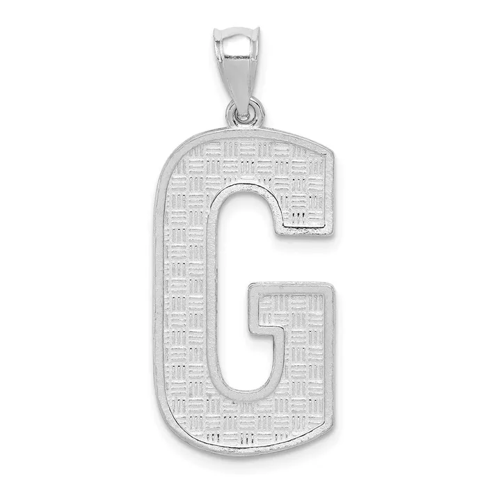 TreasureFineJewelers Necklaces Sterling Silver Rhodiumplated Letter G Initial Pendant TreasureFineJewelers Necklaces Sterling Silver Rhodiumplated Letter G Initial Pendant