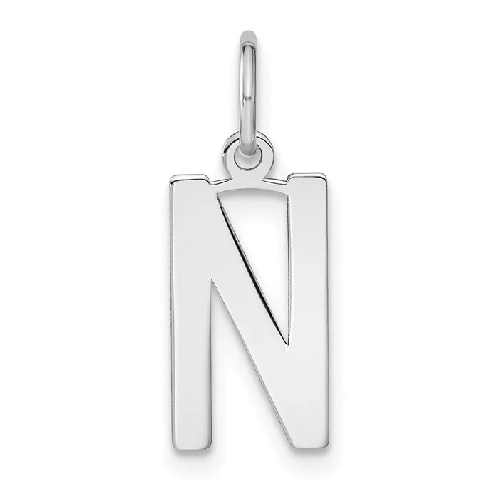 TreasureFineJewelers Necklaces Sterling Silver Rhodiumplated Letter N Initial Pendant TreasureFineJewelers Necklaces Sterling Silver Rhodiumplated Letter N Initial Pendant