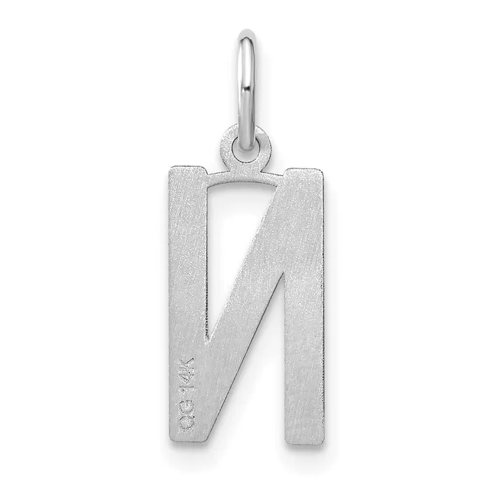 TreasureFineJewelers Necklaces Sterling Silver Rhodiumplated Letter N Initial Pendant