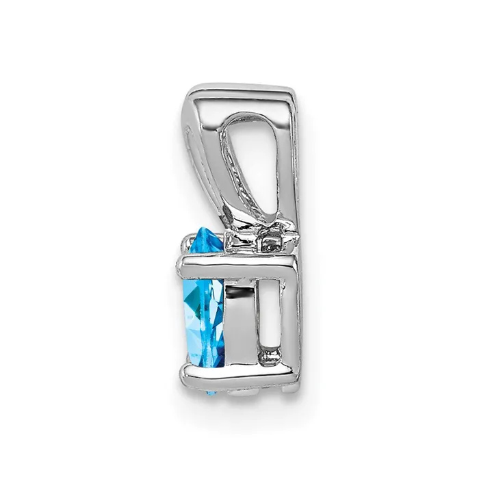 TreasureFineJewelers Necklaces Sterling Silver Rhodiumplated Light Swiss Blue Topaz Pendant
