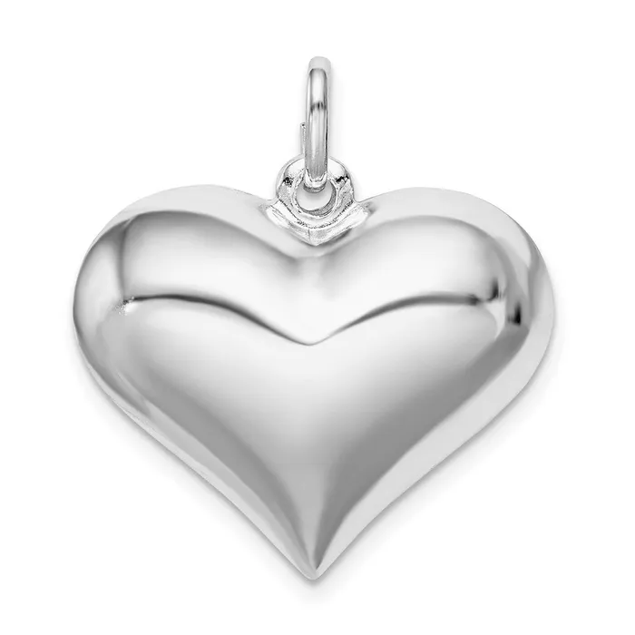 TreasureFineJewelers Necklaces Sterling Silver Rhodiumplated Puffed Heart Pendant TreasureFineJewelers Necklaces Sterling Silver Rhodiumplated Puffed Heart Pendant