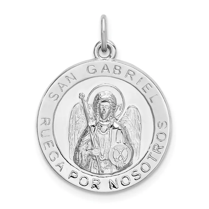 TreasureFineJewelers Necklaces Sterling Silver Rhodiumplated Spanish St Gabriel Medal Pendant TreasureFineJewelers Necklaces Sterling Silver Rhodiumplated Spanish St Gabriel Medal Pendant
