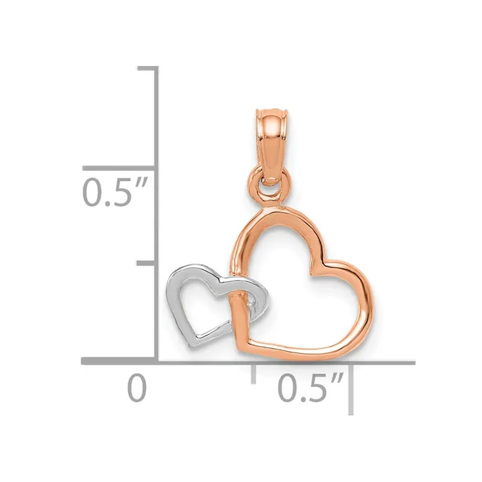 TreasureFineJewelers Rings 10K Twotone Polished Intertwined Double Heart Pendant
