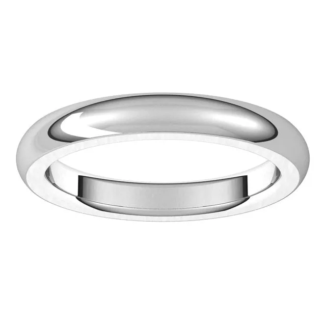 TreasureFineJewelers Rings 10K White Gold 3 mm Half Round Comfort Fit Heavy Wedding Band