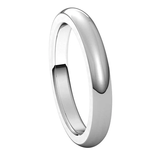 TreasureFineJewelers Rings 10K White Gold 3 mm Half Round Comfort Fit Heavy Wedding Band