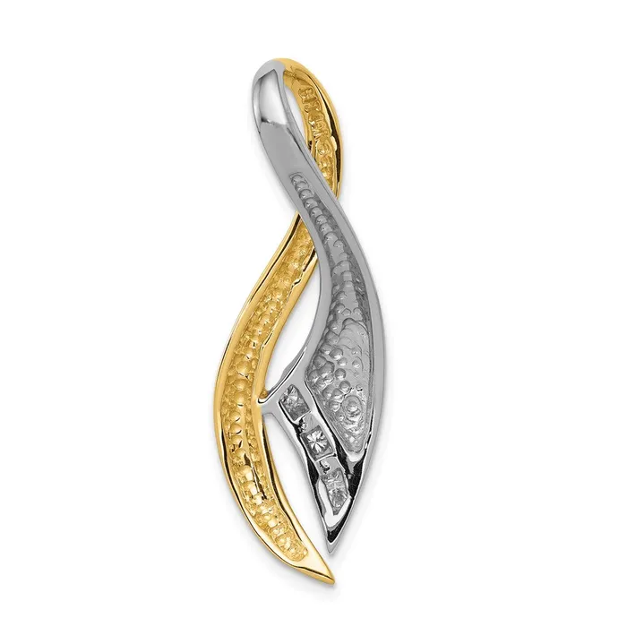 TreasureFineJewelers Rings 14k TwoTone AA Diamond Twisted Ribbon Slide