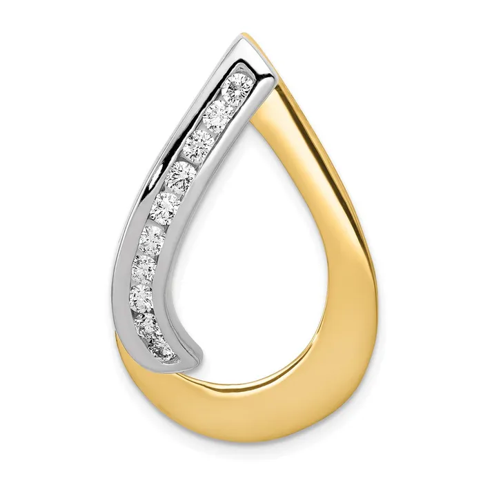 TreasureFineJewelers Rings 14k TwoTone VS Diamond Teardrop Slide